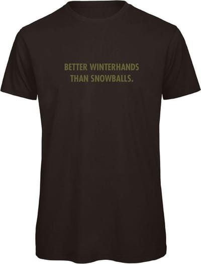 Better winterhands than snowballs wintersport t-shirt Zwart XL - olijfgroen - soBAD. | Foute apres ski outfit | kleding | verkleedkleren | wintersport t-shirt | wintersport dames en heren