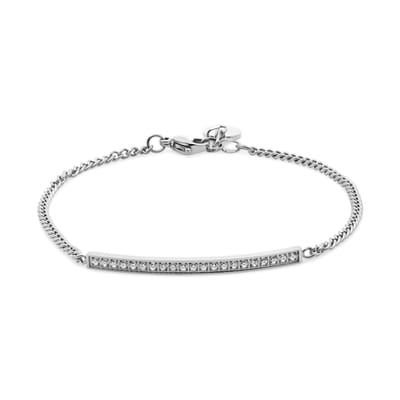CO88 Collection 8CB-91385 – Armband Dames – Witte Kristallen – Zilverkleurig – 16+3 cm – Cadeau voor Vrouwen