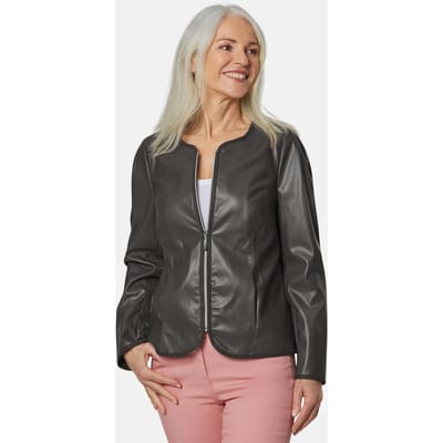 Expressief jasje van imitatieleer met superzachte textuur - bruin - Gr. 44 van Goldner Fashion