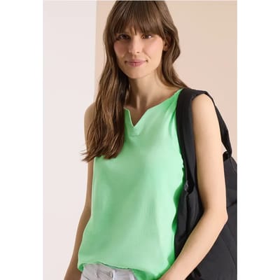 Top met gespleten hals in effen kleur