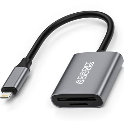 AdroitGoods SD & MicroSD Kaartlezer – USB 3.0 Geheugenkaartlezer – Geschikt voor iPhone en iPad met Lightning-connector