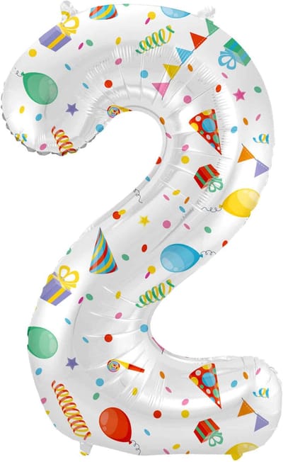 Folat - Folieballon Cijfer 2 Joyful Party - 86 cm