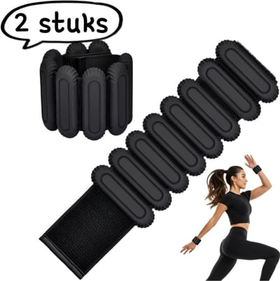 1 paar - Draagbare polsband met gewichtsondersteuning - Siliconen polsband met schelpvormige gewichtsondersteuning voor zwemmen en fitness - Pilates energiering polsband enkelband - Zwart