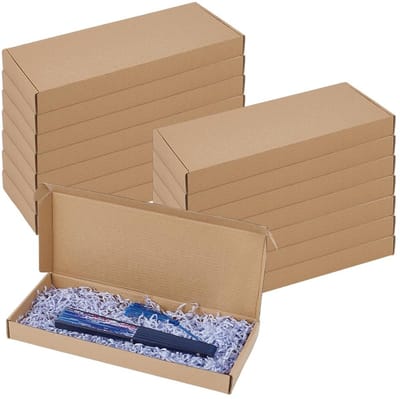 Dailygoods - BENECREAT 16 Pack 30x12x3cm/11.8x4.7x1.2 Inch Golfkarton Mailer Boxes Kraft Verzenddozen met Stevige Structuur & Recyclebaar Materiaal voor Kleine Relatiegeschenken