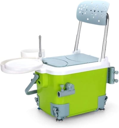 Visuitrusting Opbergdoos - Viskist Tacklebox - Vissen Organiseren - Opvouwbare Rugleuning - 25L Capaciteit - Groen
