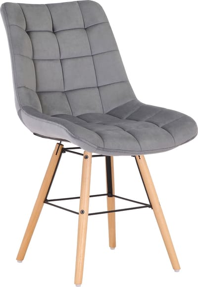 CLP Leni Eetkamerstoel - Zonder armleuning - Hout frame - Fluweel - grijs