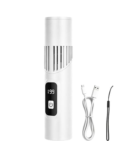 LISM-Oplaadbare handventilator met verstelbare hoek van 90 graden | Draagbare ventilator, Geschikt voor dames en heren, Geschikt voor wandelen, backpacken, picknicken, strand, buitenactiviteiten en reizen (wit)