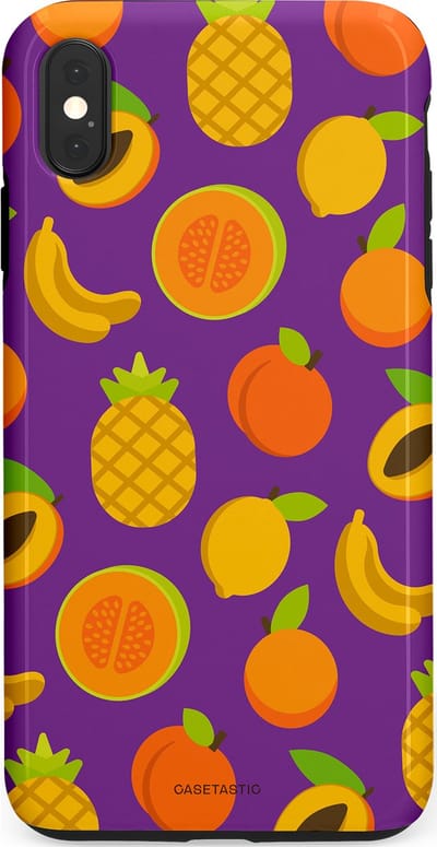 Casetastic Hoesje Geschikt voor Apple iPhone Xs Max - Stijlvolle Beschermende Duo-layer Case - Tropisch Fruit Feest