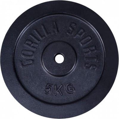Gorilla Sports Gewichtsschijf - Halterschijf - Gietijzer Zwart - 30 mm- 5 kg