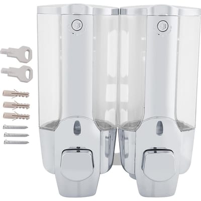 350 / 700ml  Wall mounted Foam Soap Lotion Dispenser (Dual Outlet 700ml) white