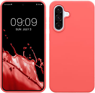 kwmobile telefoonhoesje geschikt voor Samsung Galaxy A36 5G - Hoesje met siliconen coating - Smartphone case in neon koraal
