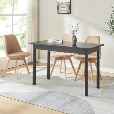 Eettafel Turku - Keukentafel Tafel - Samen Eten - Gefineerd MDF Staal - 120x60x75 cm - Zwart
