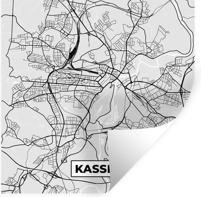 Muurstickers - Sticker Folie - Plattegrond - Duitsland - Kassel - Kaart - Stadskaart - 100x100 cm - Plakfolie - Muurstickers Kinderkamer - Zelfklevend Behang XXL - Zelfklevend behangpapier - Stickerfolie