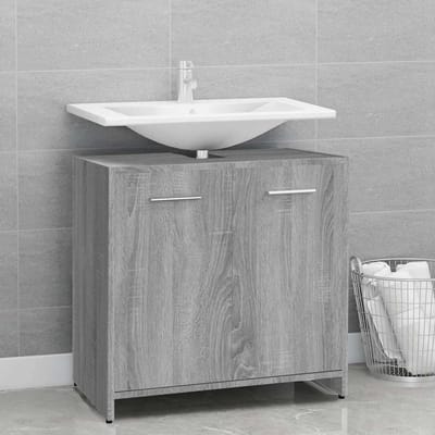 vidaXL - Badkamerkast - 60x33x60 - cm - bewerkt - hout - grijs - sonoma - eikenkleurig