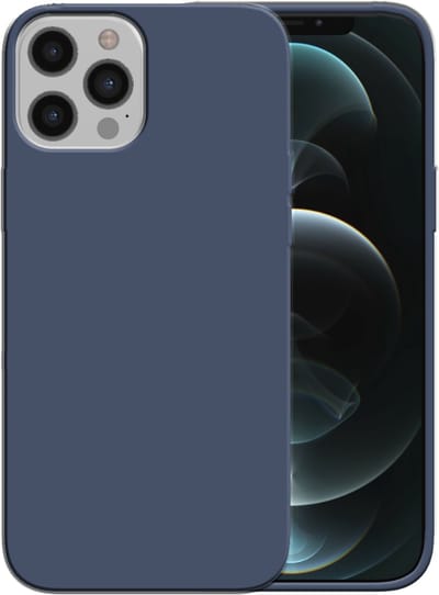 Smartphonica Siliconen hoesje voor iPhone 12 Pro Max case met zachte binnenkant - Donkerblauw geschikt voor iPhone 12 Pro Max