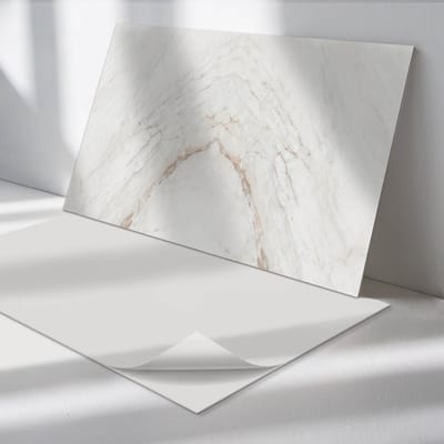 Wallfluent Vinyl Wandpaneel - Elegant marmerpatroon PVC Muurpaneel - 100 cm x 50 cm - Wit PVC wandpaneel - 1 stuk - Rechthoekig Wandbekleding Vinyl - Texturen Wandpaneel - Zelfklevende Wandbekleding - Wandpaneel Keuken en Badkamer