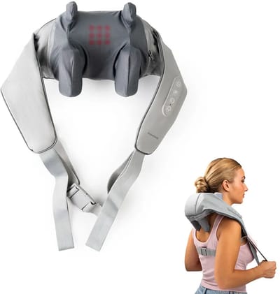 Nekmassage Apparaat - Rugmassage Apparaten - Schoudermassage - Nekmassage - 6D - 6 Massageknopen - Handgrepen en Riem - Warmtefunctie - Oplaadbaar