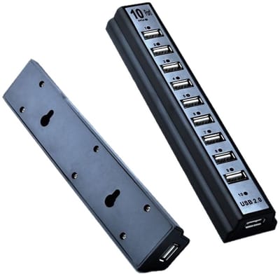 Oneay USB-splitter, 10-poorts USB-hub, 10-bits USB-splitter met voeding, 10-gats USB-hub