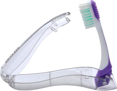 Reis Tandenborstel - Orthodontische Borstel - Beugel Reiniging - V-vormige Borstels - Opvouwbaar Ontwerp - Blauw
