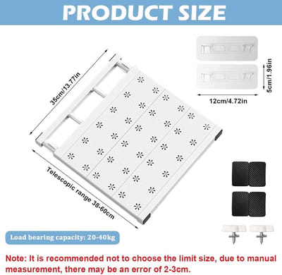 Verstelbare Inlay Planken voor Kasten, 38-60 cm, Uittrekbare Scheidingsplank voor Keuken en Badkamer, Ideaal voor Opbergruimte en Organisatie