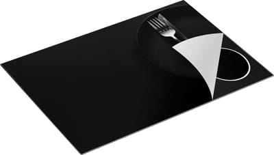 Chefcare Inductie Beschermer Gouden Bestek op een Zwarte Achtergrond - Zwart Wit - 75x50 cm - Afdekplaat Inductie - Kookplaat Beschermer - Inductie Mat