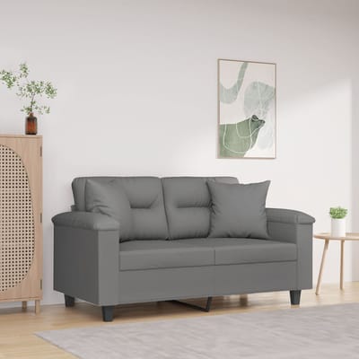 vidaXL - Tweezitsbank - met - kussens - 120 - cm - microvezelstof - donkergrijs