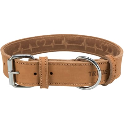 Trixie Rustic fatleather Halsband Heartbeat L-XL: 55-65 cm/40 mm Bruin
