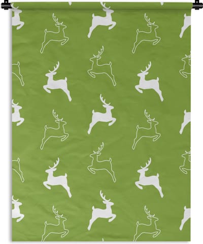 Wandkleed - Wanddoek - Hert - Groen - Patronen - 150x200 cm - Wandtapijt