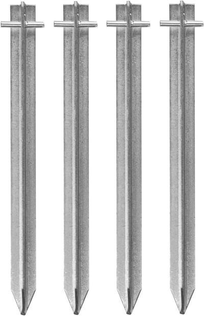 T-haring 4 stuks - Grondanker metaal - Tent opzetten - Extra sterk staal - 30 cm lengte - Zilver