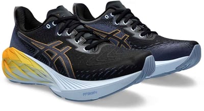 Asics Novablast 4 - Heren Sportschoen/Sneaker - Zwart/Geel/Wit - Maat 46.5