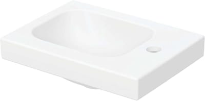 Wastafel - Fonteintje Handdouche - Kleine Ruimtes - Asymmetrisch Design - 38 cm breed - Wit