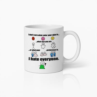 330ml Grappige I Hate Everyone Diversiteit Koffiebeker – Humoristisch Inclusief Cadeau voor Iedereen