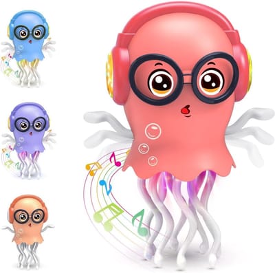 Interactieve Jellyfish Speelgoed voor Baby's, Elektronisch Kruidende Jellyfish met Licht en Geluid, Perfect voor Tummy Time en Verjaardagscadeau voor Jongens en Meisjes