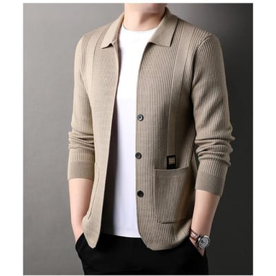 Gebreid Vest Heren Trui Jas Lente Nieuwe Trend Herenkleding Casual Effen Kleur Eenvoudige Top 180
