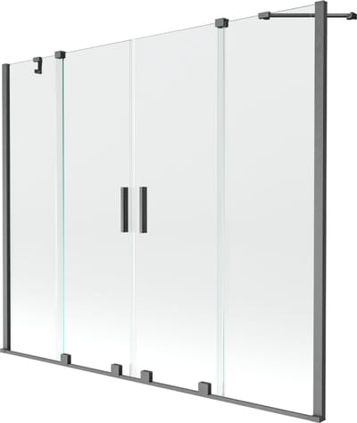 Mexen Velar Duo badwand 2-delige schuifwand 170 x 150 , transparant, borstelgrijs - 896-170-000-02-66