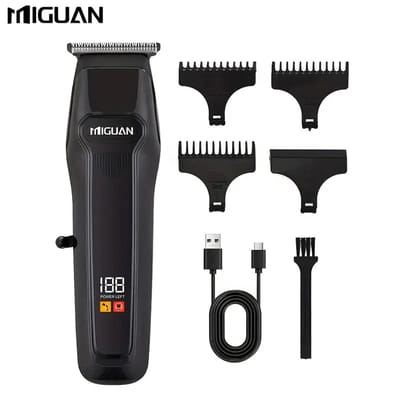 MIGUAN Tondeuse - Digitale Trimmer - Usb Oplaadbare Scheerapparaat voor Gezichtshaar, Hoofdhaar en Lichaamshaar - Batterij Indicator - Perfecte Lichaamshaar Verzorging voor Dames en Heren - Kleur: Zwart
