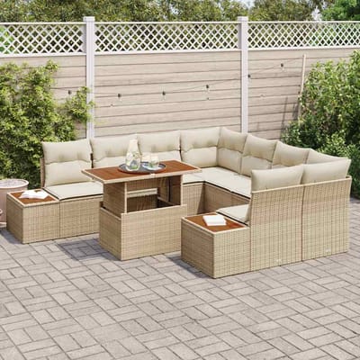 vidaXL - Tuinbank - Set - 9 - st - Beige - poly - rattan