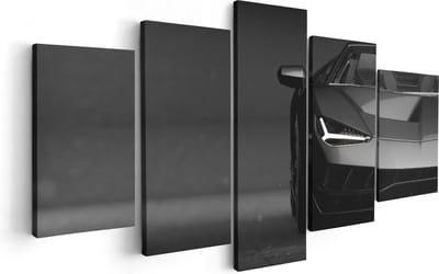 Artaza Canvas Schilderij Vijfluik Zwarte Sportwagen Auto - 100x50 - Foto Op Canvas - Canvas Print