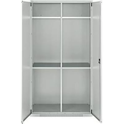 Schäfer Shop Genius multifunctionele kast FS, modulair, afsluitbaar, met middenpaneel, 4 legborden, B 1055 x D 520 x H 1950 mm, lichtgrijs