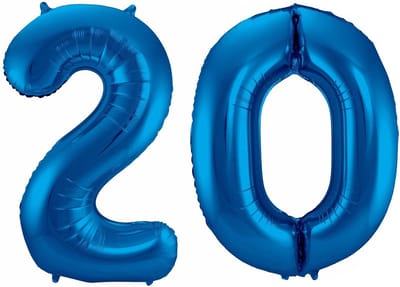 Cijfer ballonnen - Verjaardag versiering 20 jaar - 85 cm - blauw
