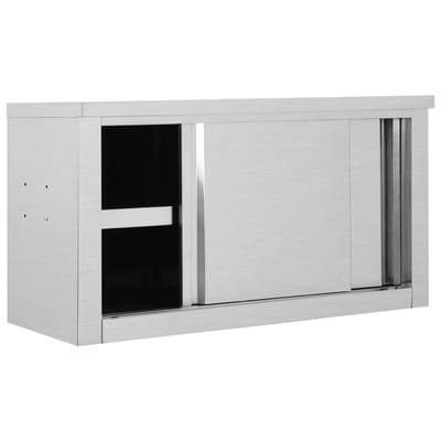 vidaXL - Keukenbovenkast - met - schuifdeuren - 90x40x50 - cm - roestvrij - staal