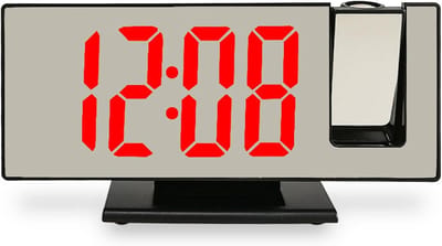 Projectiewekker met LED-display - Digitale wekker Slimme klok - Wakker worden met info - 180° draaibare projectie - 18.5x9.5x4.2 cm