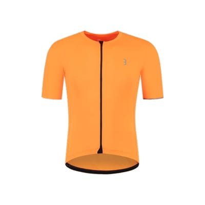 BBB Cycling Essence Fietsshirt Heren Korte Mouw - 15-25 °C - Ademend MTB en Wielrenshirt met 3 Achterzakken - Neon Oranje