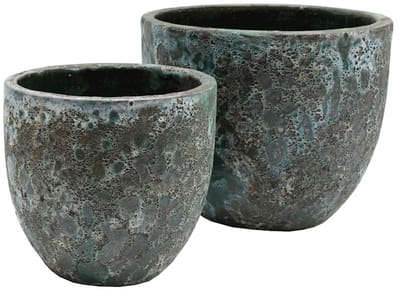Bloempot Laki relic| jade | Set van 2 stuks | Ø36/25 x H34/25 cm