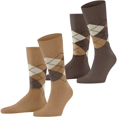 Burlington Everyday Argyle 2-Pack gedessineerd katoen sokken heren beige - maat 40-46