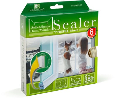 Zelfklevende Deur- En Raamafdichting Tochtstrip Op Rol – I-Profiel – Wit – 6 Meter (2 × 3 m) – Breedte 15 mm – Voor Kieren Van 1–2 mm – EPDM Rubber – Isolerend, Weer- En UV-Bestendig – Voor Deur En Raam [11596WH-15]
