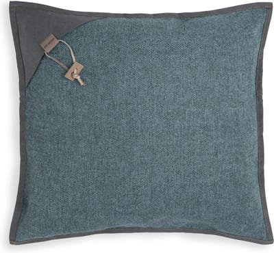 Knit Factory Hope Sierkussen - Vierkant kussen - Kussen woonkamer - Bank kussen - Decoratie kussen - Jeans - 50x50 cm - Kussenhoes inclusief kussenvulling