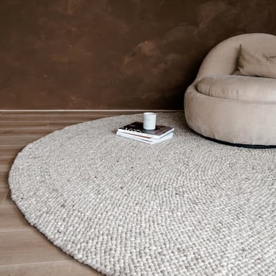 Rond Wollen Vloerkleed Palermo Beige/Taupe Eva Interior - Rond 260 Ø - (XXL)