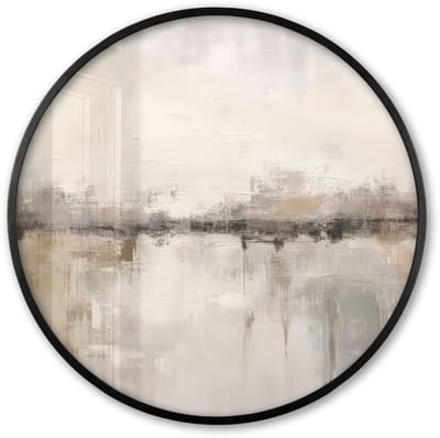 Poster in lijst Rond - Fotolijst 60x60 cm - Posters - Moderne kunst - Abstract - Beige - Ronde posterlijst zwart - Decoratie - Wanddecoratie woonkamer - Muurdecoratie slaapkamer