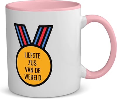 Akyol - liefste zus van de wereld koffiemok - theemok - roze - Zus - de liefste zus - verjaardagscadeau - verjaardag - cadeau - cadeautje voor zus - zus artikelen - kado - geschenk - gift - 350 ML inhoud
